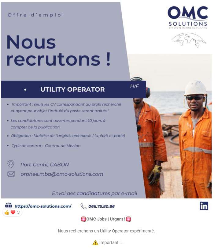 Utility Operator Expérimenté (H/F) - Contrat de Mission